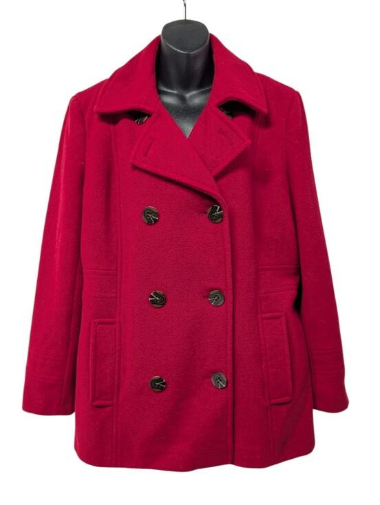 Calvin Klein Jackets & Blazers - Calvin Klein Women's Red Wool Blend Double Breasted Peacoat Size Large Lined